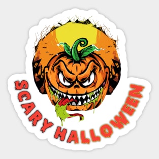 Scary Halloween pumpkin face, scary Halloween, scary pumpkin, Sticker